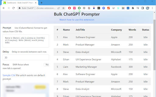 Bulk ChatGPT Prompter - Chrome Extension