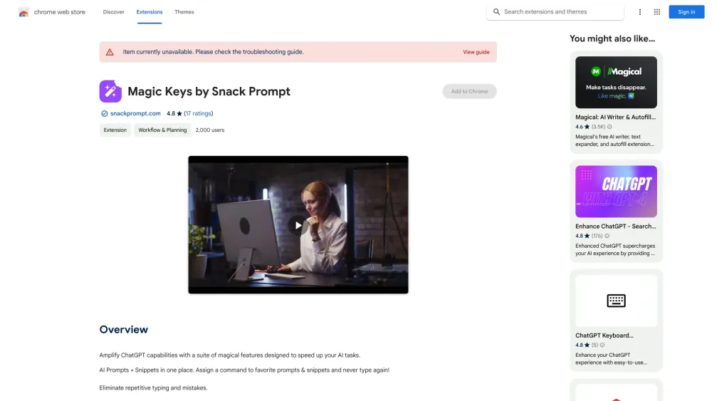 Magic Keys by Snack Prompt - Chrome Extension