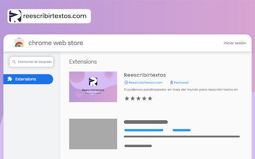 Reescribirtextos.com - Chrome Extension Website screenshot