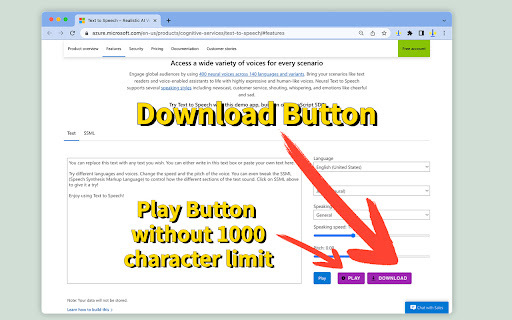 Microsoft™ Text-to-Speech - Chrome Extension