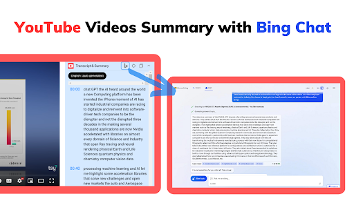 YouTube Summary with Bing Chat - All Browsers - Chrome Extension Website screenshot