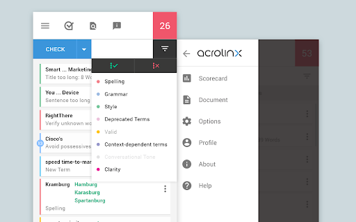 Acrolinx - Chrome Extension