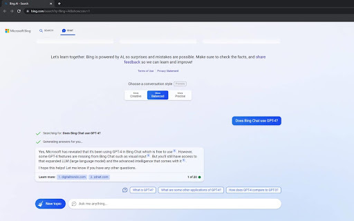 Bing Chat Anywhere - Chrome Extension Website screenshot