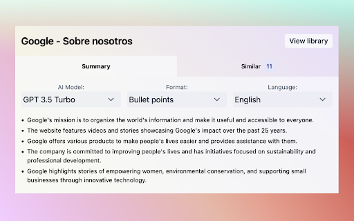 Article Summarizer - Chrome Extension Website screenshot