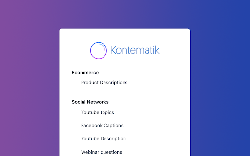 Kontematik - Chrome Extension