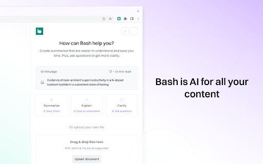 Bash - Chrome Extension Website screenshot