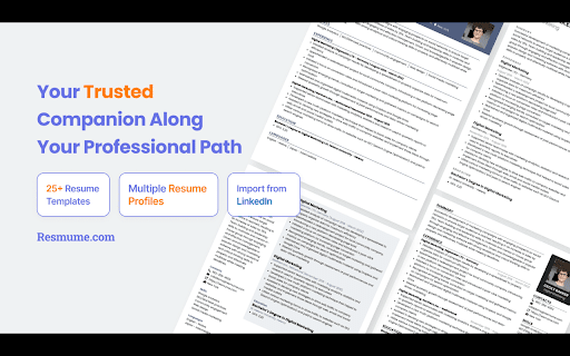 Resmume - Chrome Extension Website screenshot