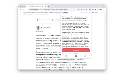 Unriddle Summarize - Chrome Extension