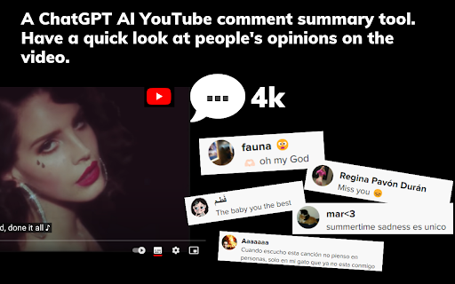 ChatGPT with YouTube videos comment summary generator - Chrome Extension