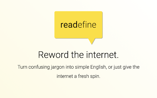 Readefine - Chrome Extension Website screenshot