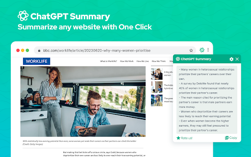 ChatGPT Summary - Chrome Extension Website screenshot