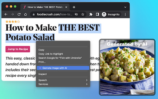 Generate Image with AI - Chrome Extension