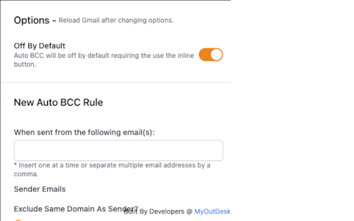 Gmail Auto BCC - Chrome Extension