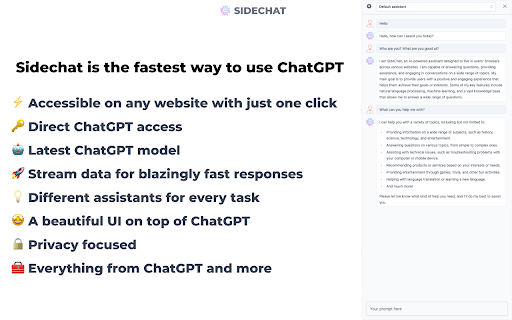 SideChat - Chrome Extension Website screenshot