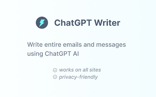 ChatGPT Writer - Chrome Extension Website screenshot