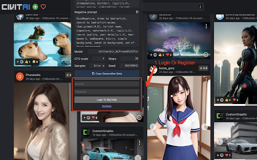 Civitai Assistant - Chrome Extension Website screenshot