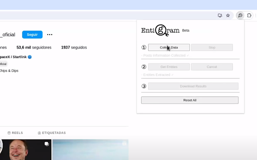 EntiGram - Chrome Extension Website screenshot