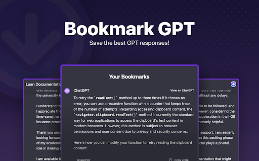 Bookmark GPT - Chrome Extension Website screenshot