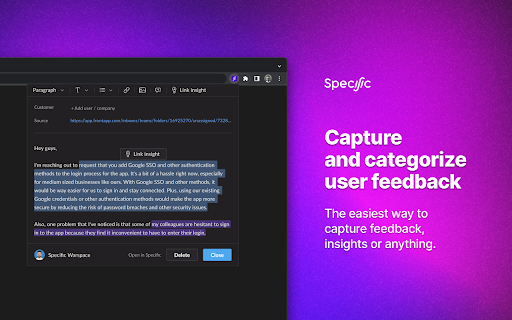 Specific - Chrome Extension Website screenshot