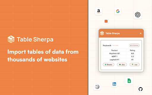 TableSherpa - Chrome Extension