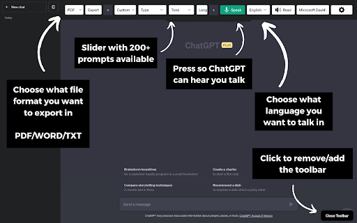 ChatGPT Toolbar Companion - Chrome Extension