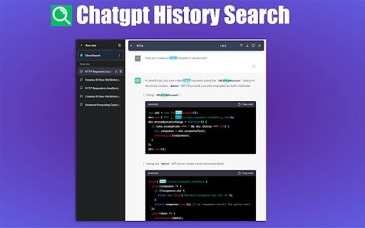 ChatGPT Conversation Search - Chrome Extension Website screenshot