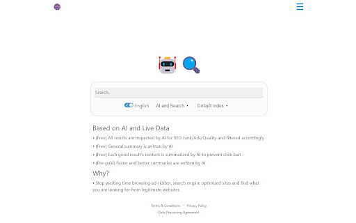AI Search - Chrome Extension Website screenshot
