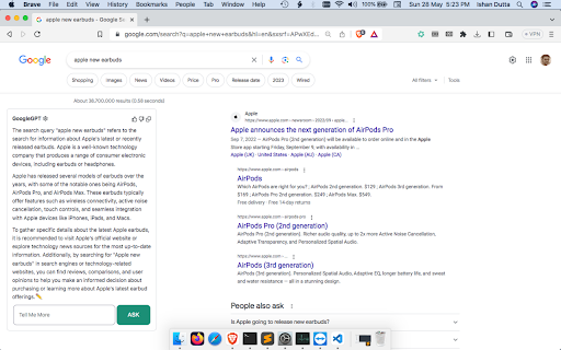 ChatGPT on Google Extension - Chrome Extension