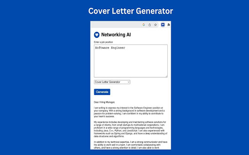 Networking AI - Cover Letter Generator & Resume Builder - Chrome Extension