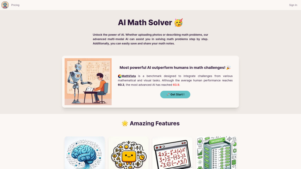 AI Math Solver Website screenshot