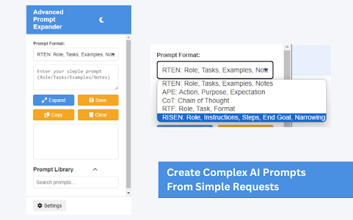 AI Prompt Framework Expander - Chrome Extension