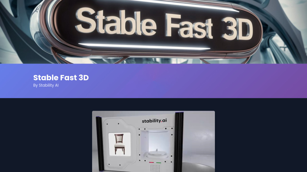 Stable Fast 3D by Stability AI Website screenshot