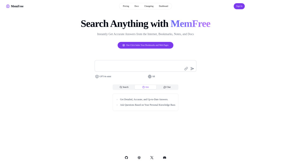 MemFree Website screenshot