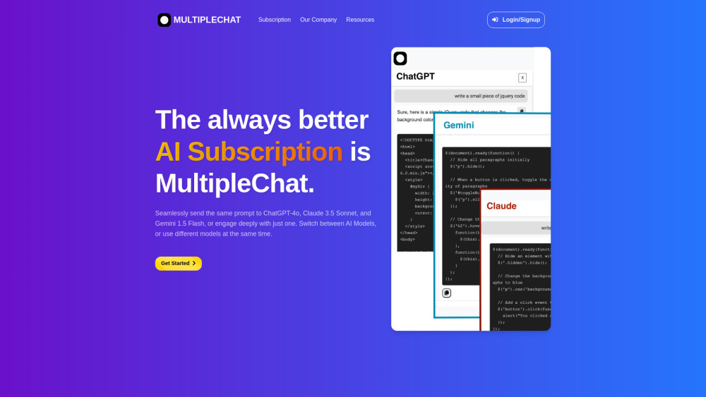 MultipleChat Website screenshot