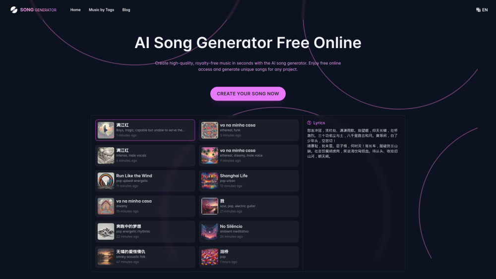 SongGenerator.io: AI Music Generator Free Online Website screenshot