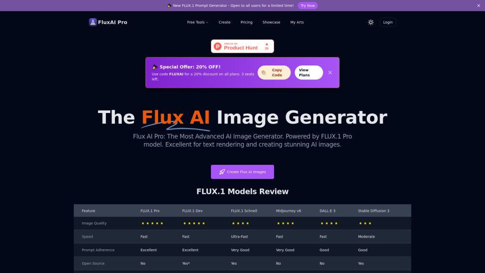 Flux AI Pro Website screenshot