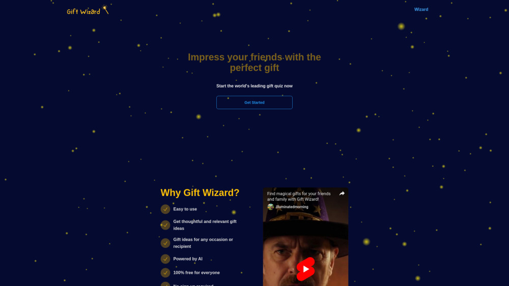 Screenshot der Gift Wizard-Website