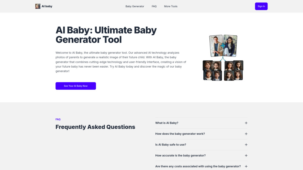 AI Baby Website screenshot