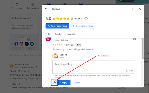 MailMagic AI für Google Reviews - Chrome Extension Website screenshot