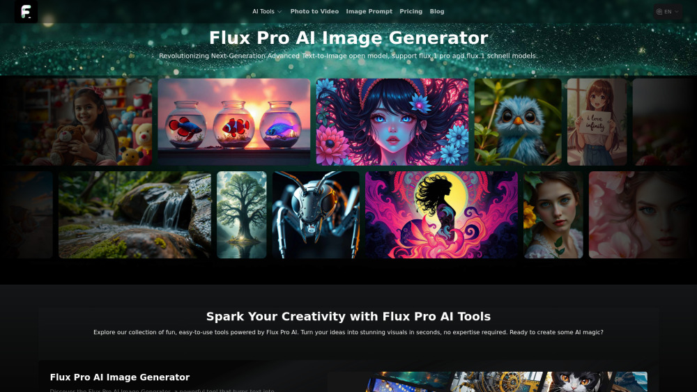 Flux Pro Image Generator Website screenshot