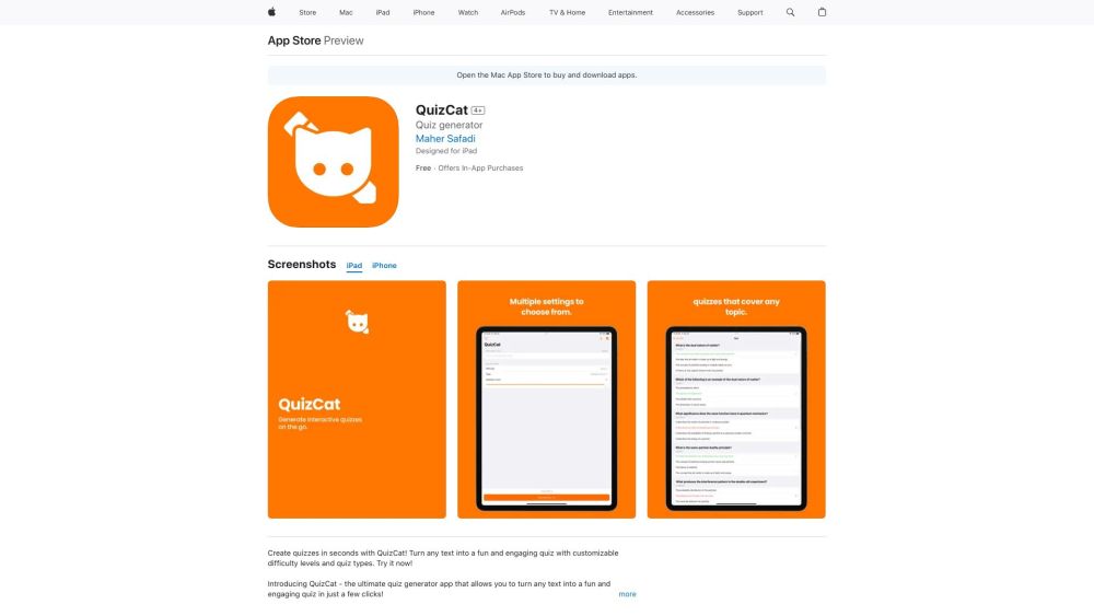 QuizCat Website screenshot