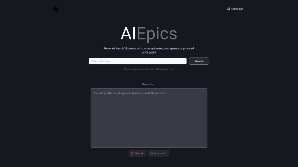 Screenshot der AIEpics-Website