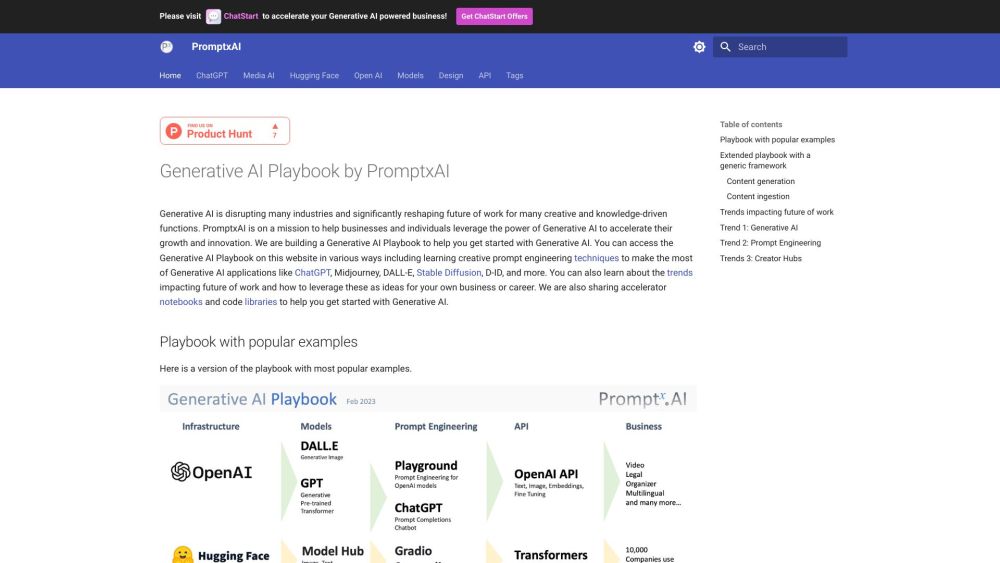 Screenshot der Generative AI Playbook-Website von PromptxAI