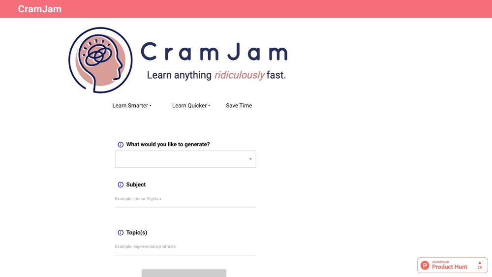 CramJam Website screenshot