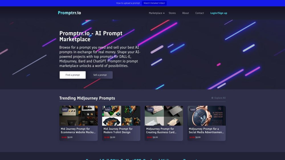 Promptrr.io - AI Prompt Marketplace Website screenshot