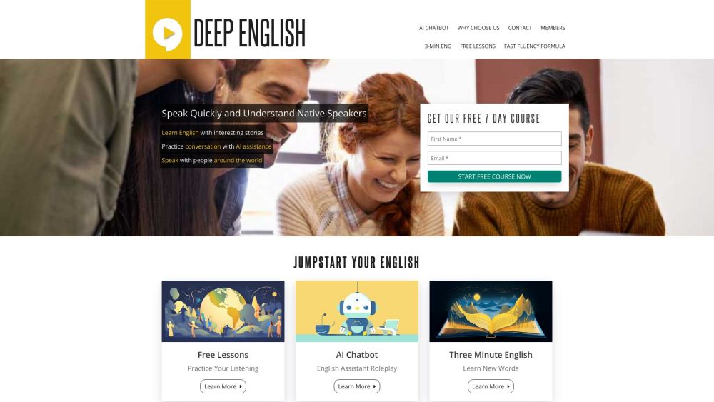 Deep English Website screenshot