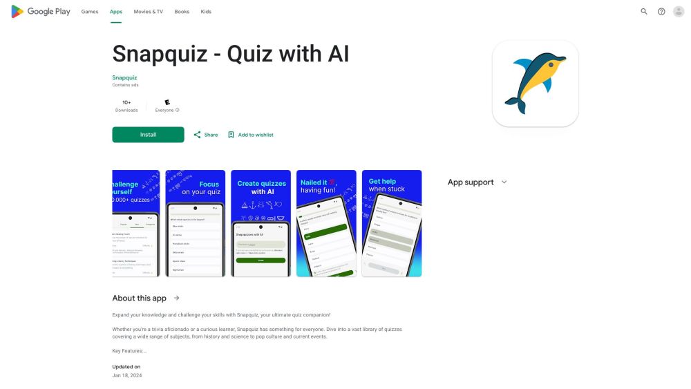 Snapquiz Website screenshot