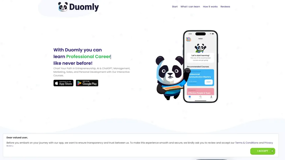 Duomly Website screenshot