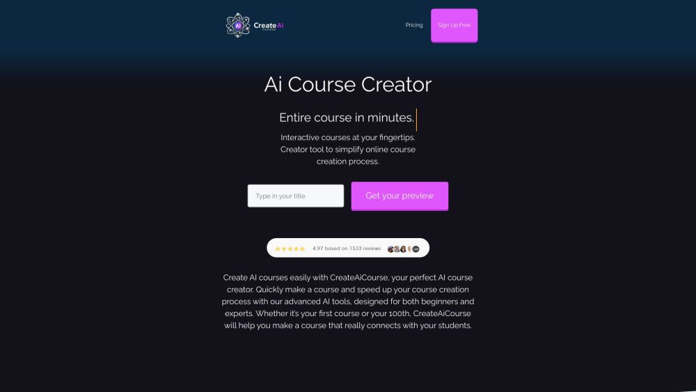 CreateAiCourse Website screenshot