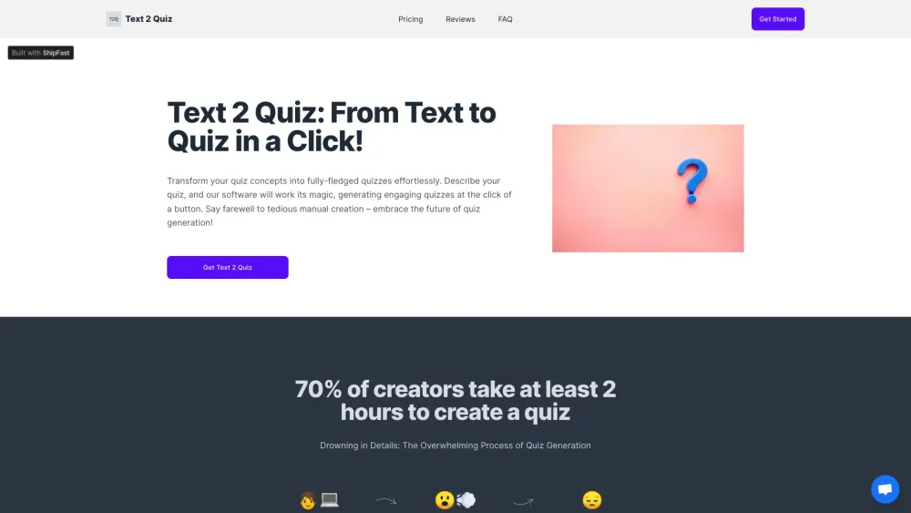 Text2Quiz Website screenshot